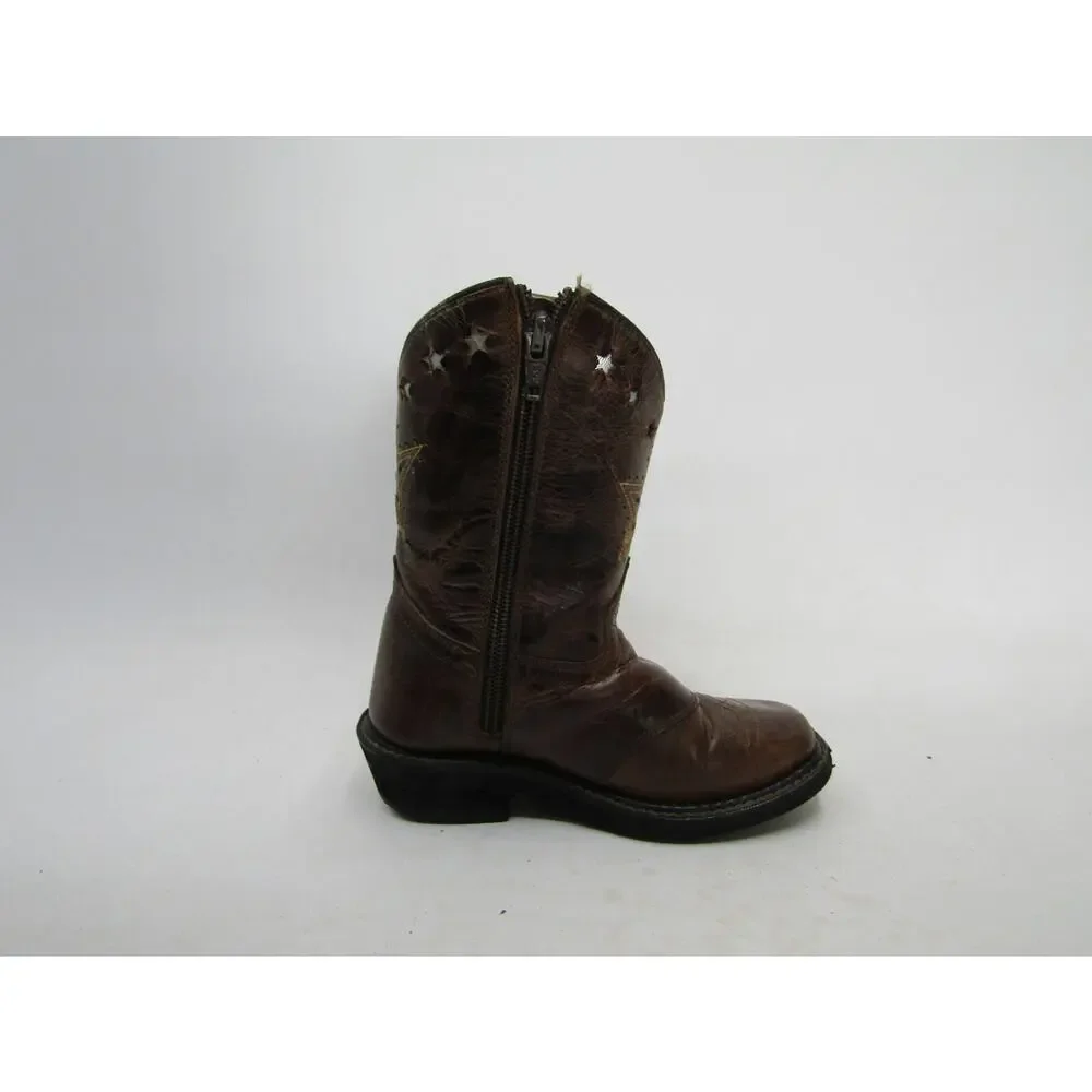 Smoky Mountain Youth Size 10 D Brown Leather Zip Western Cowboy Boots